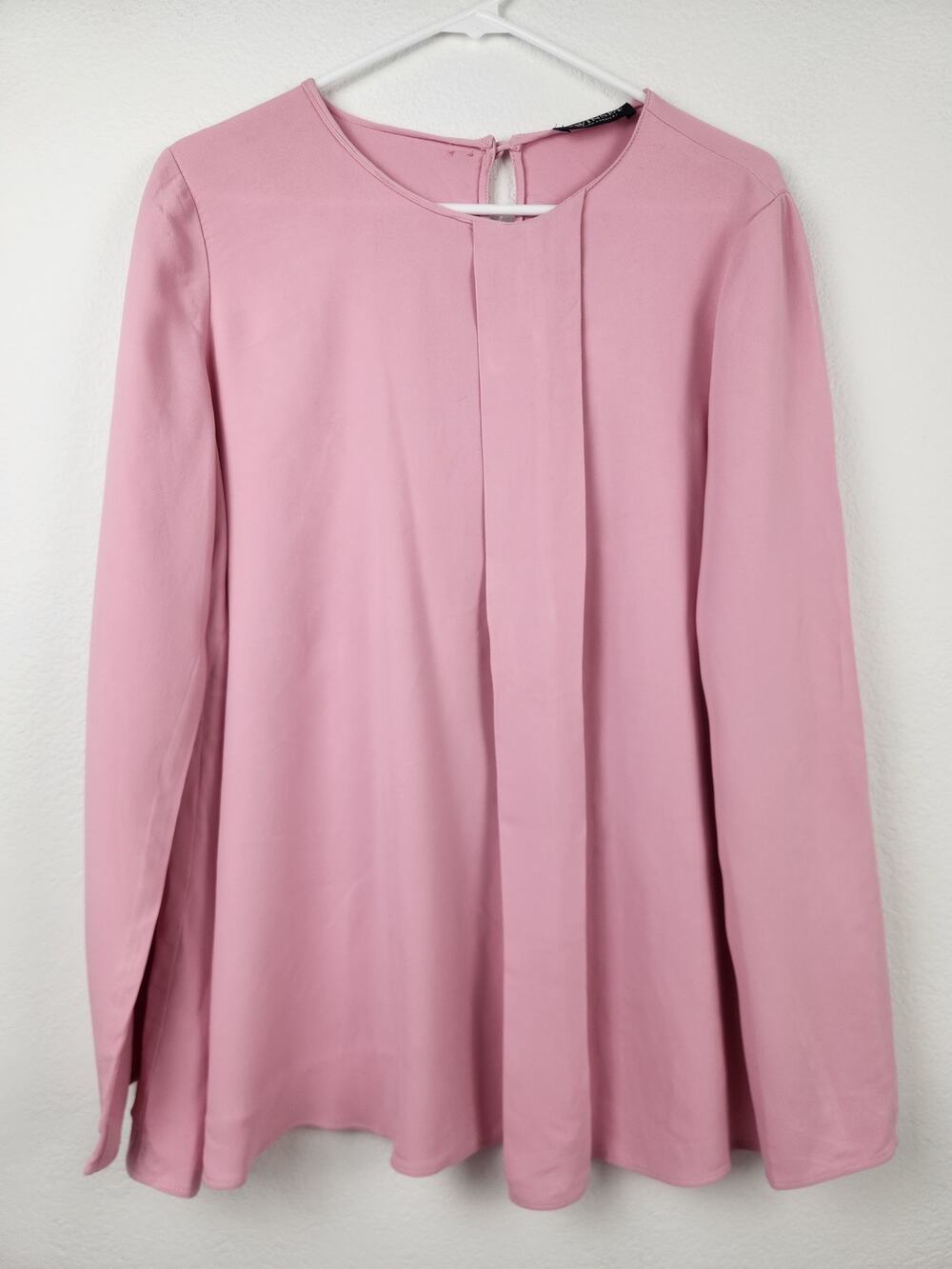 Twinset Simona Barbieri Pink Blouse Long Sleeve Pleat Size 42 IT US Small NWT
